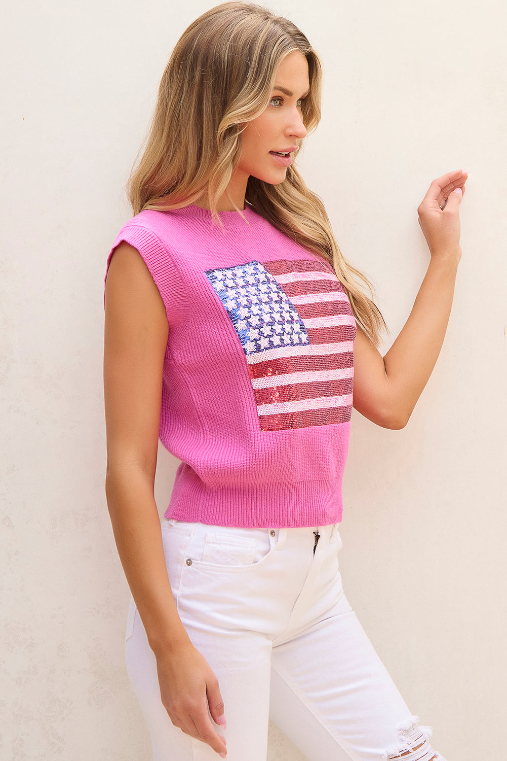 Sparkling American Flag Knitted Vest