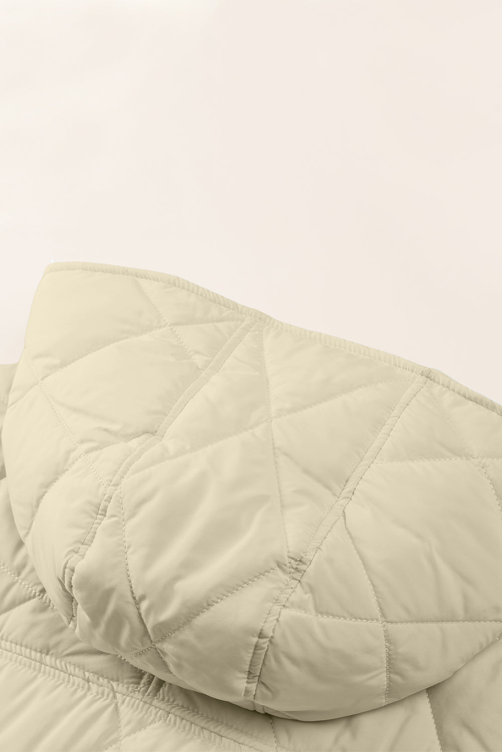 Beige Quilted Hooded Puffer Coat