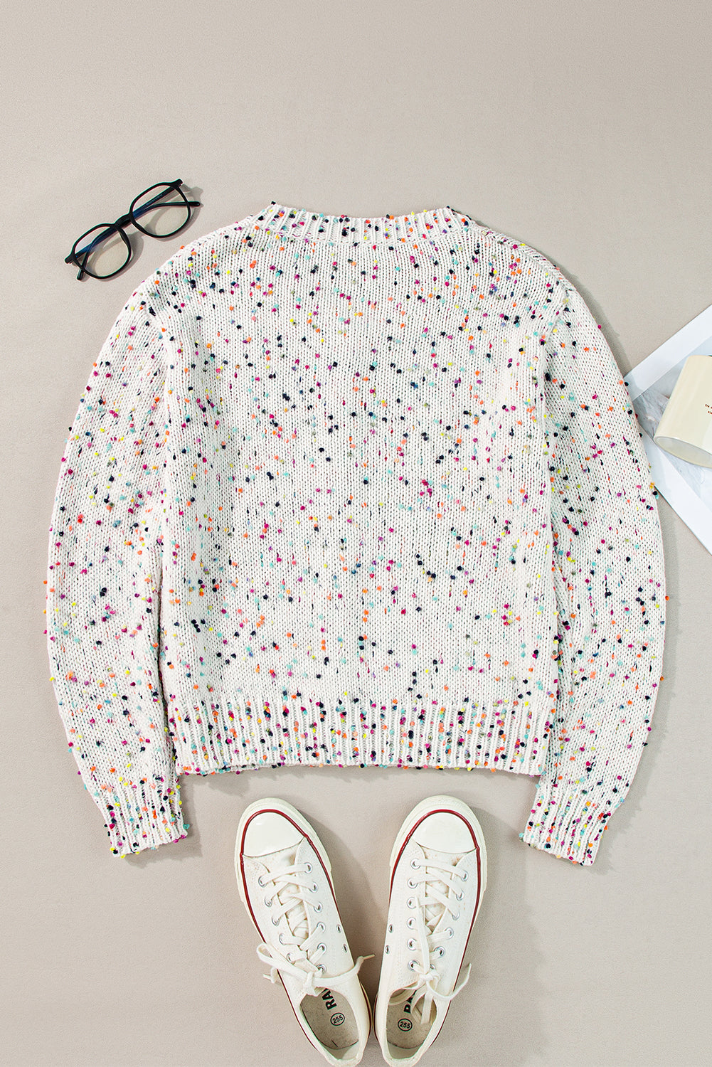 Black Multicolor Confetti Sweater Cardigan