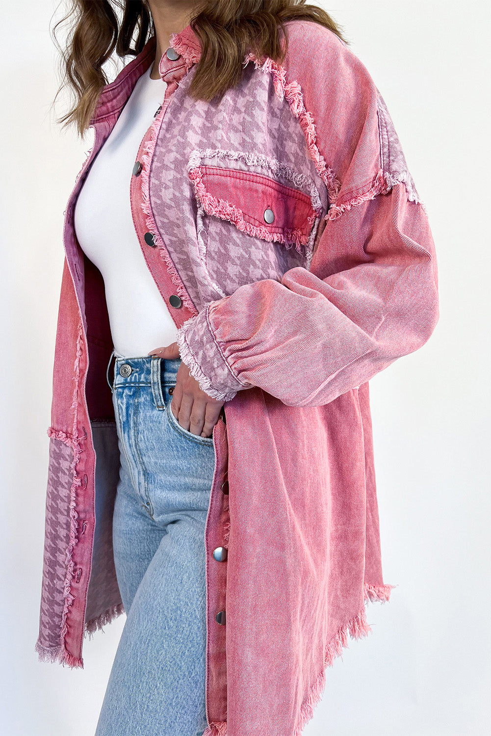 Retro Distressed Patchwork Denim Jacket