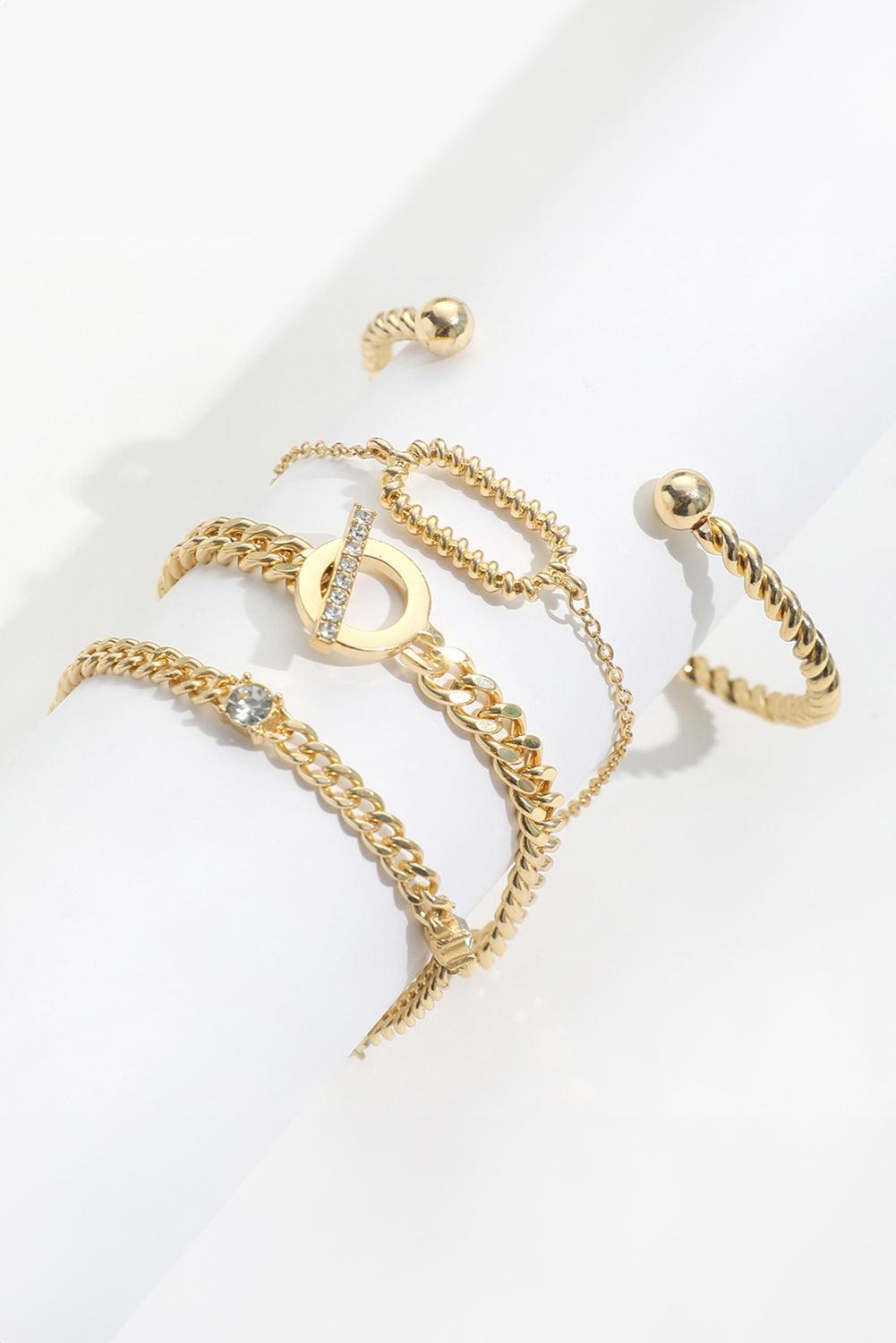 Gold Rhinestone Twist Adjustable Chain Bracelets