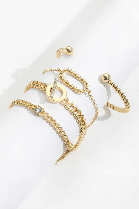 Gold Rhinestone Twist Adjustable Chain Bracelets