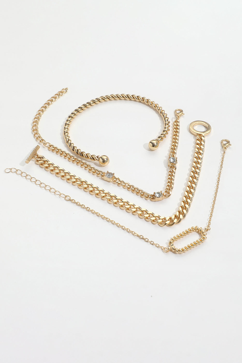 Gold Rhinestone Twist Adjustable Chain Bracelets