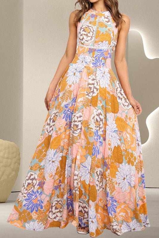 Back-out Floral Maxi Dress