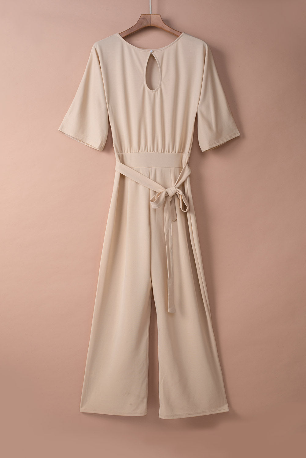 Sexy In Beige Wide Leg Jumpsuit