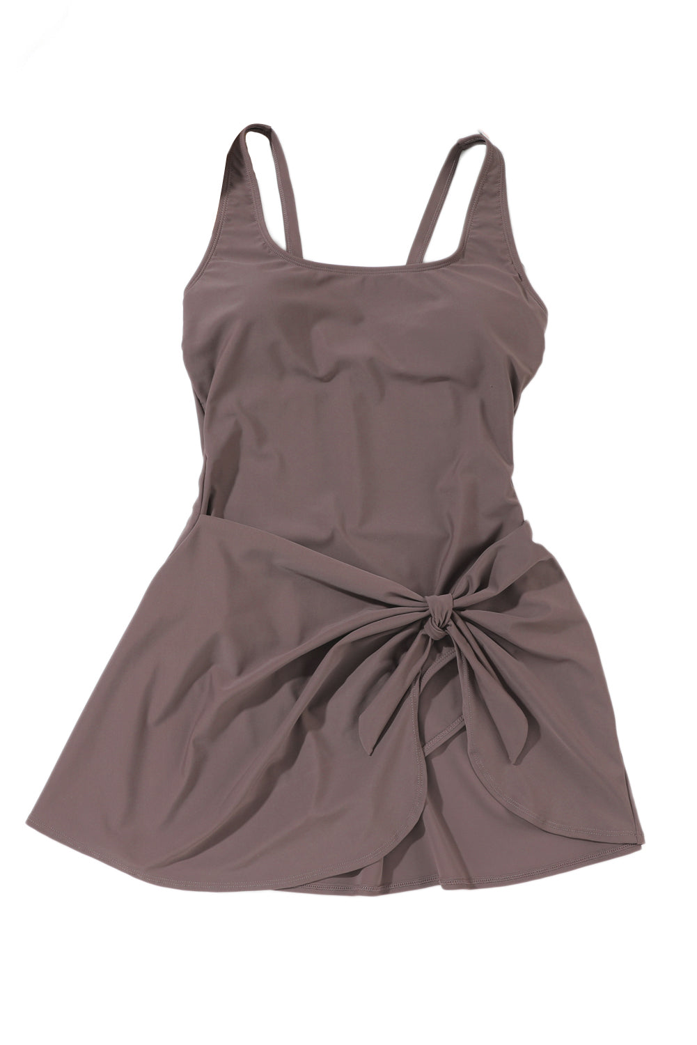 Coffee Knotted One Piece Swim Dress