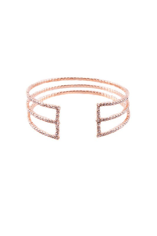 Rose Gold Rhinestone Cuff Bracelet