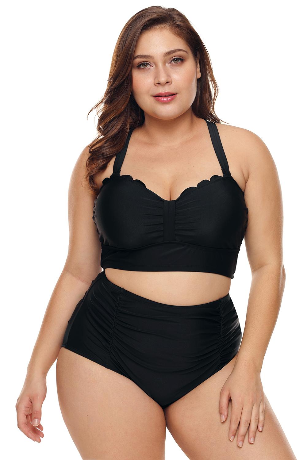 Black Plus Size High Waist Bikini Swimsuit