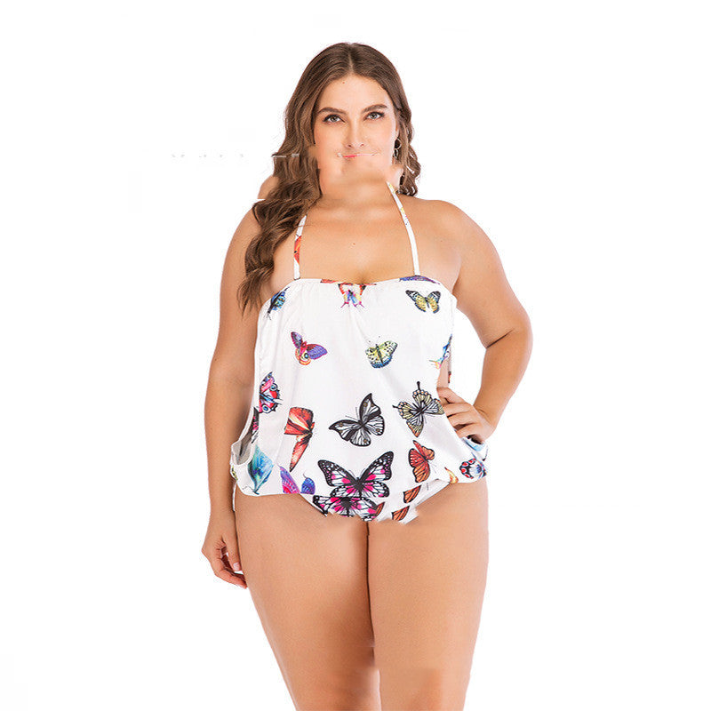 Plus size one-piece printed ladies sexy swimsuit