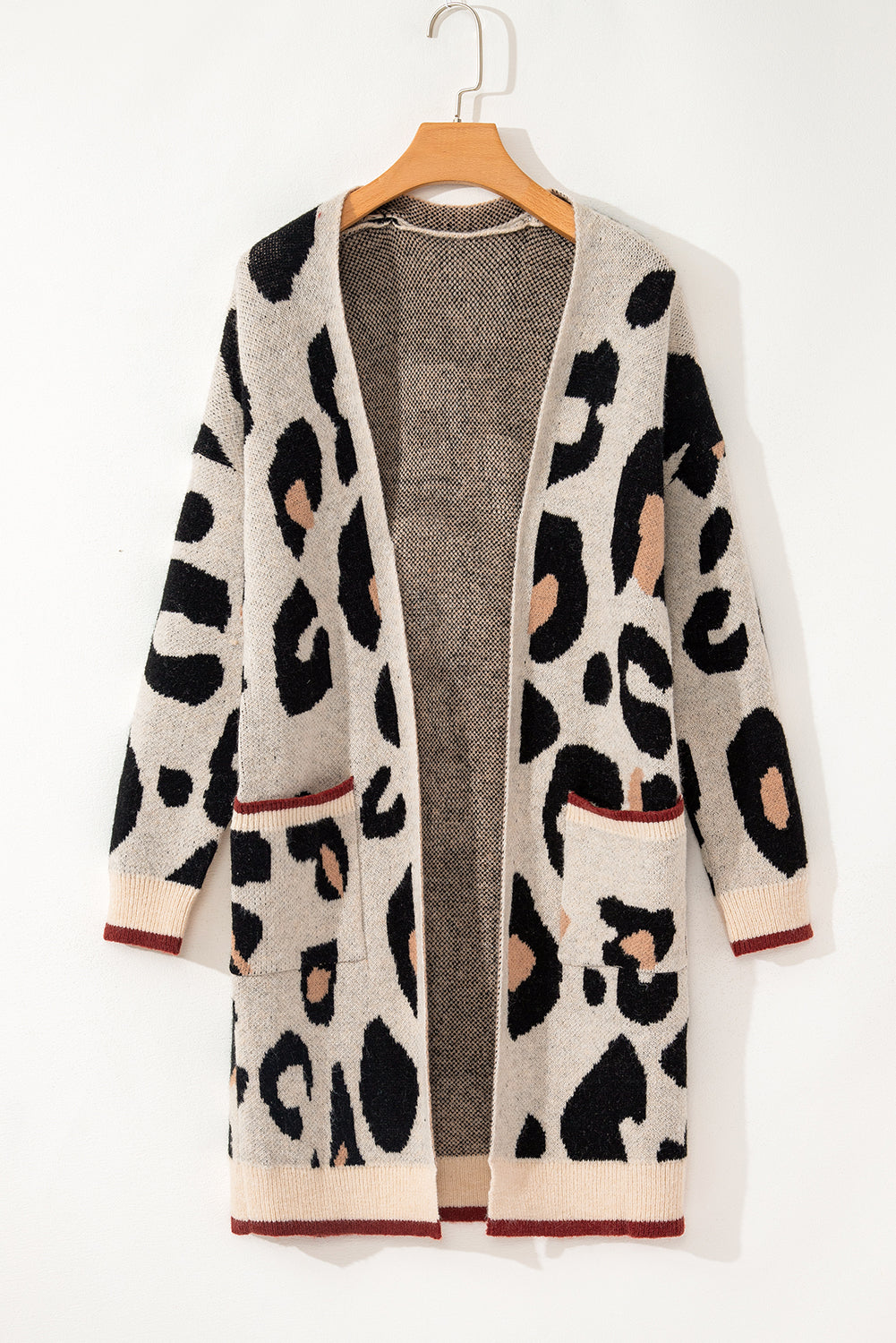 Oversized Leopard Print Open Midi Cardigan