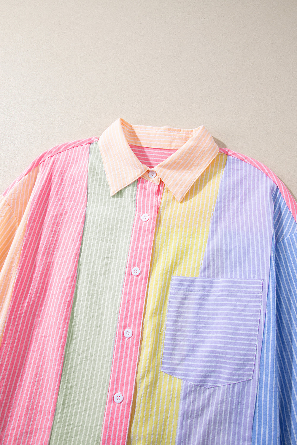 Pink Stripe Color Block Oversized Shirt