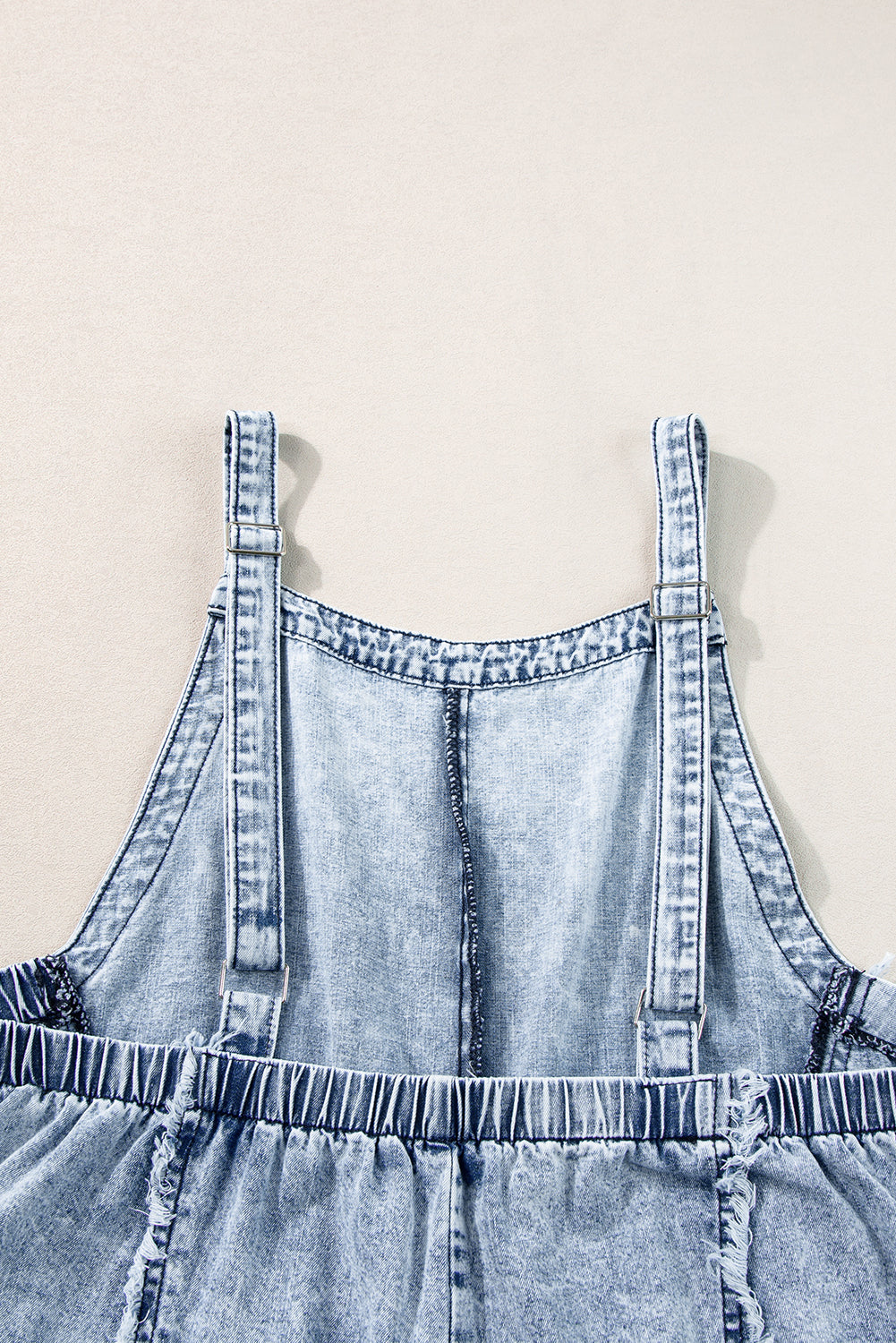 Light Wash Exposed Seam Denim Overalls