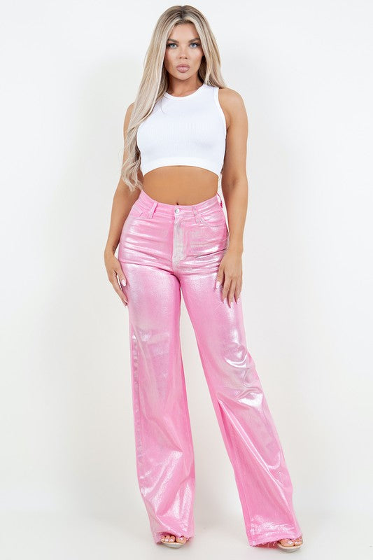 Metallic Wide Leg Punk Jeans