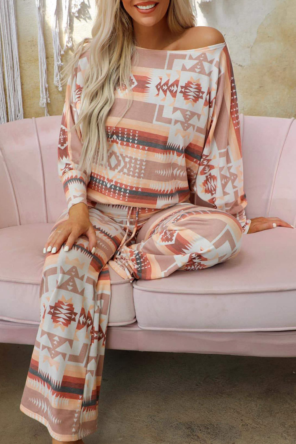 Multicolour Aztec Print Loungewear Set