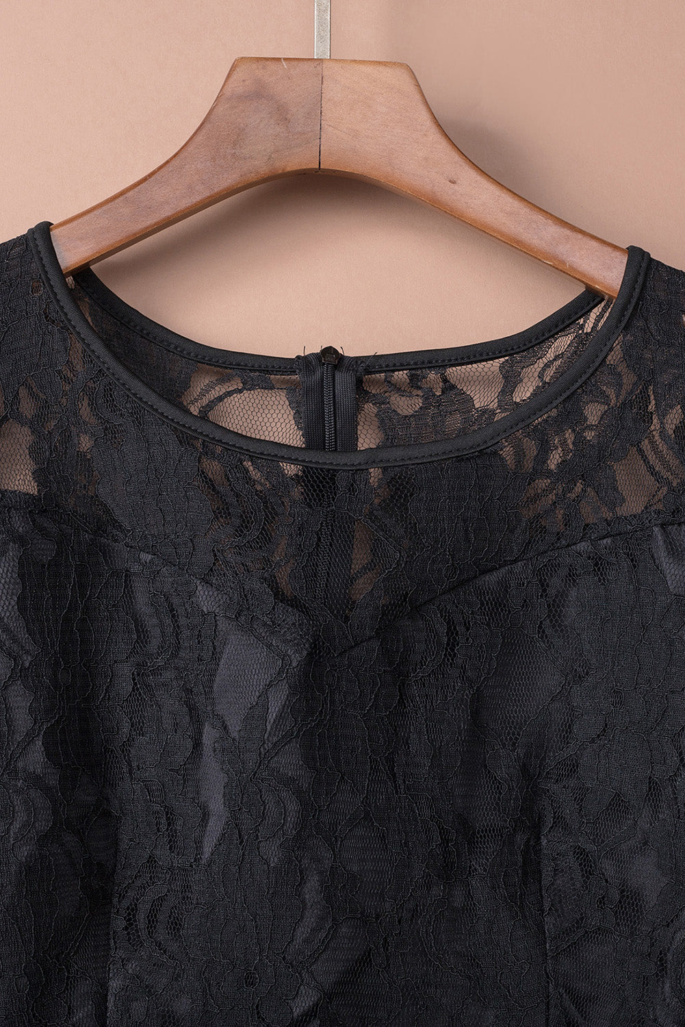 Black Long Sleeve Lace High Satin Dress