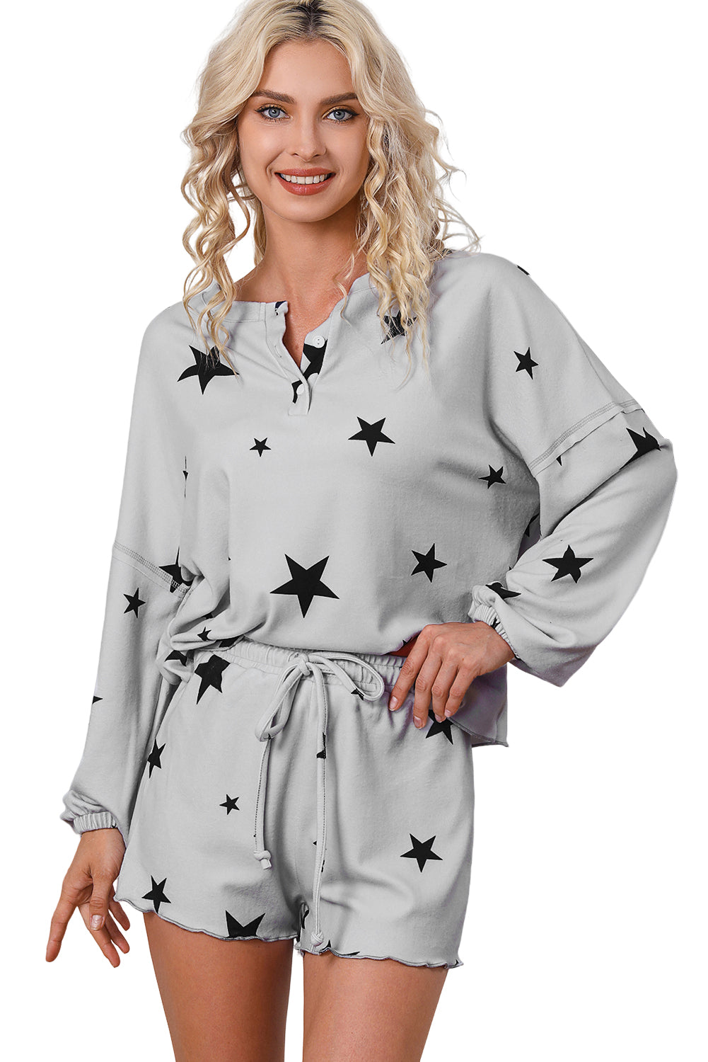 Star Print Short Set Loungewear(Curvy Sizes)