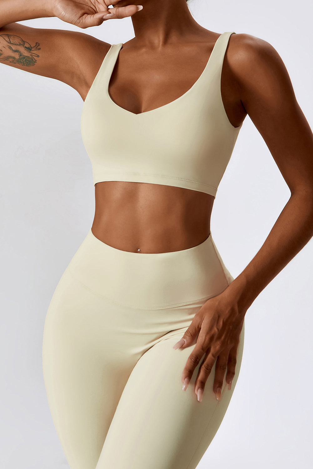 Apricot Sporty Bra & Flared Pants Set