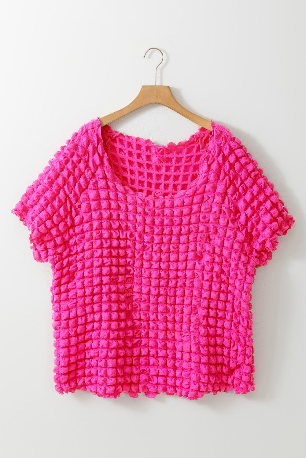 Strawberry Pink Bubble texture Plus Size Top