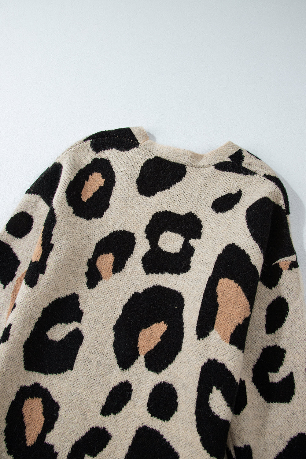 Oversized Leopard Print Open Midi Cardigan