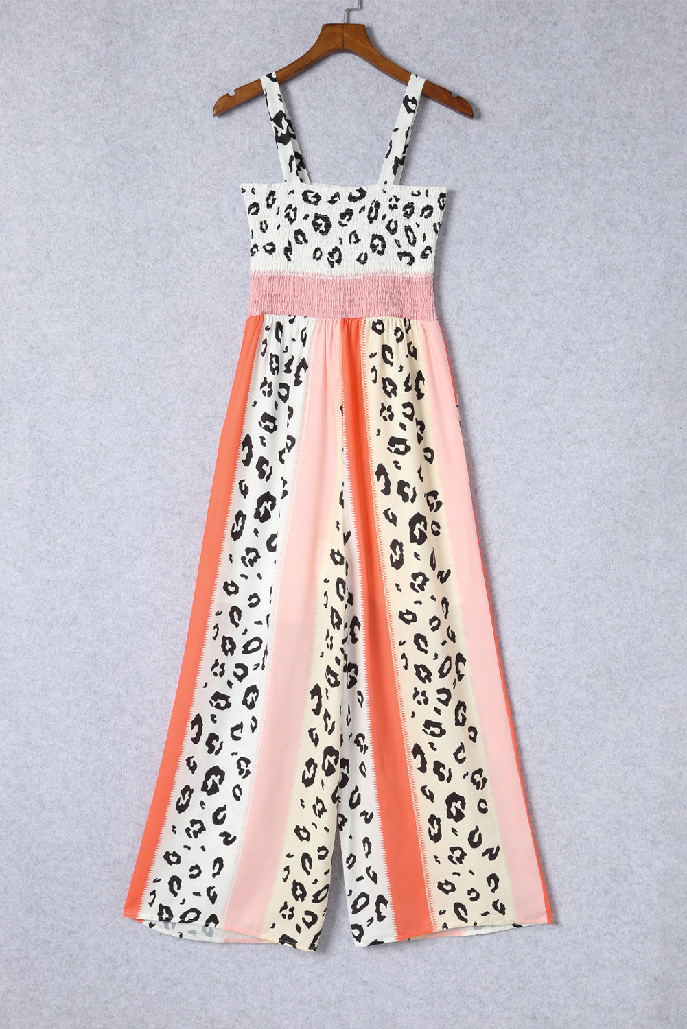 Pink Leopard Color Print Pocketed Jumpsuit