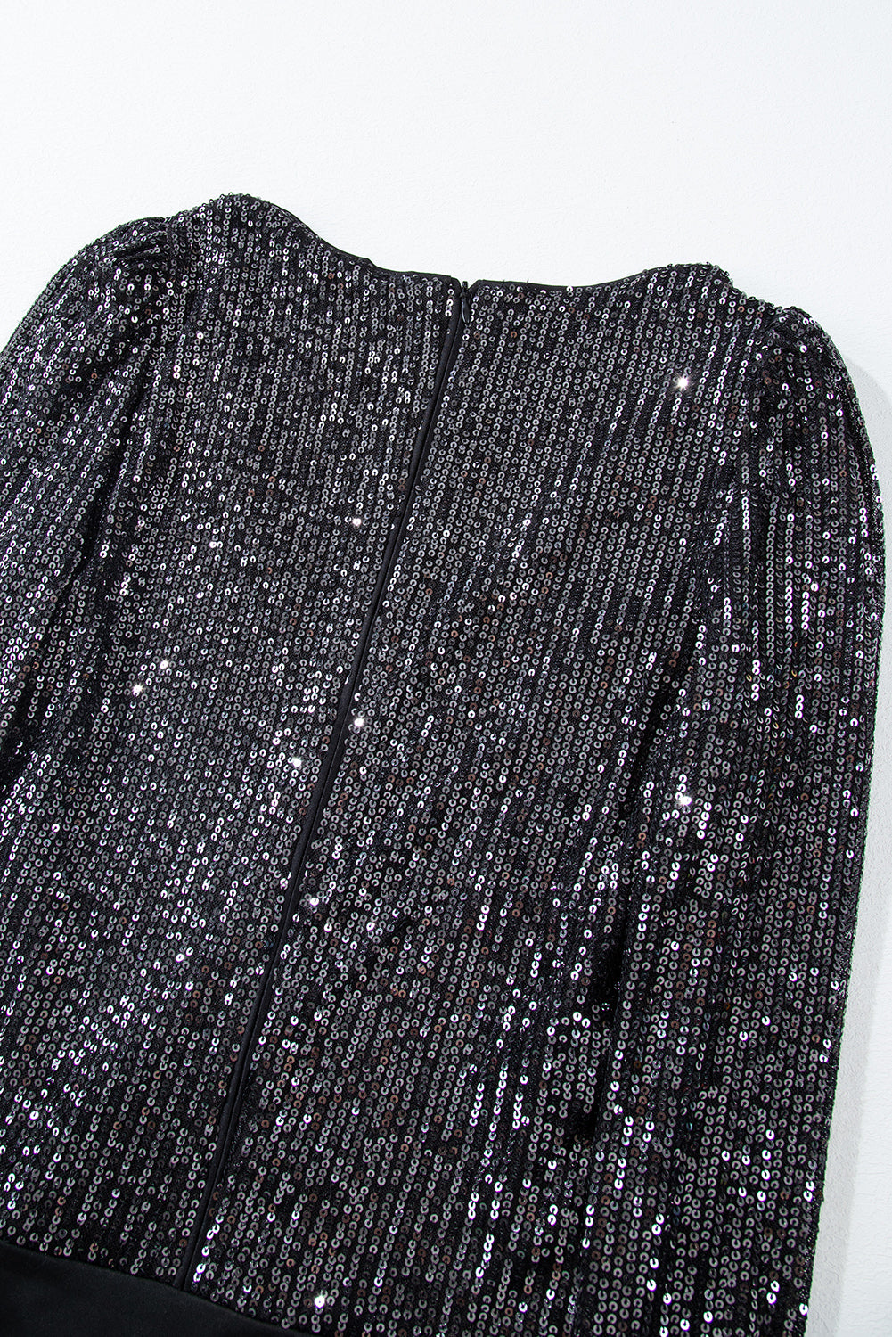 Black Sequin Zip Up Long Sleeve Bodysuit