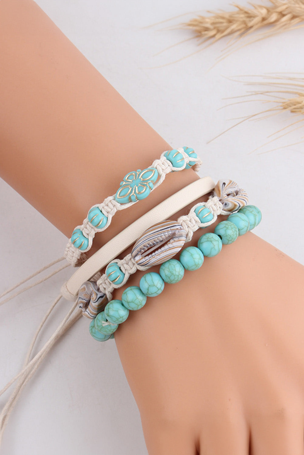 Turquoise Shell Multi Layered Bracelet Set