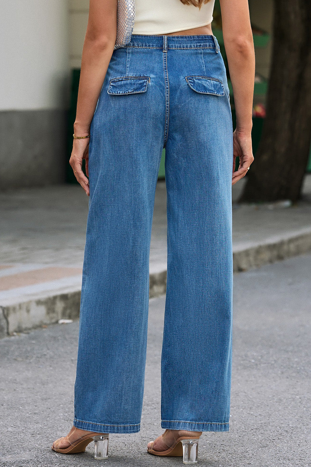 Blue loose Fit Wide Leg Jeans