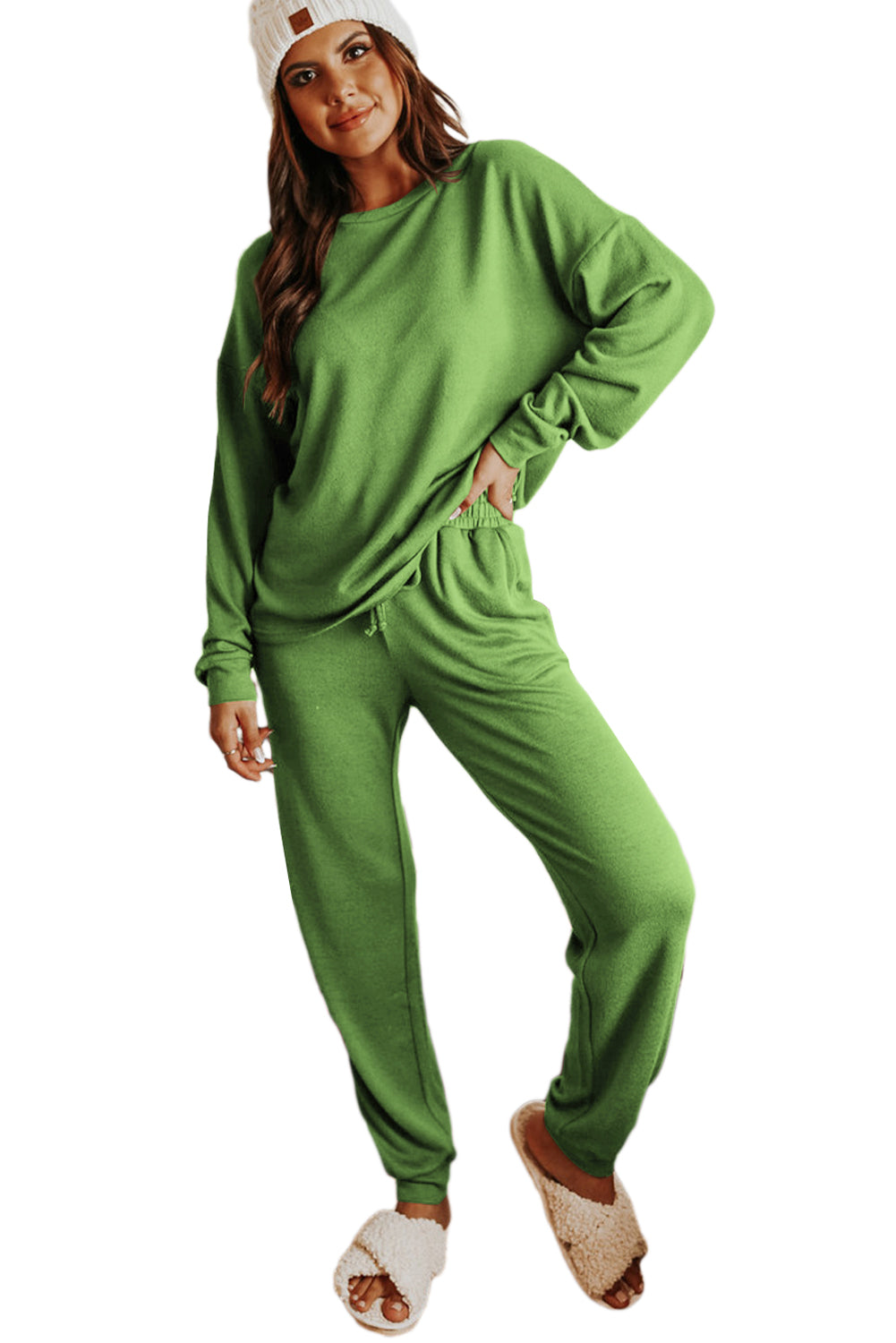 Long Sleeve Pullover Loungewear Set (Curvy Sizes)