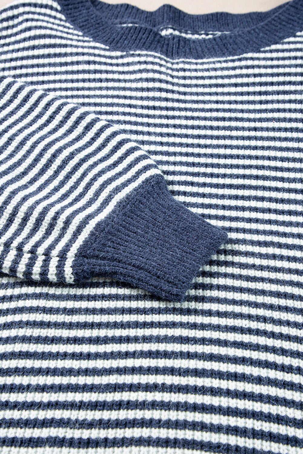 Sail Blue Striped Drop Shoulder Sweater