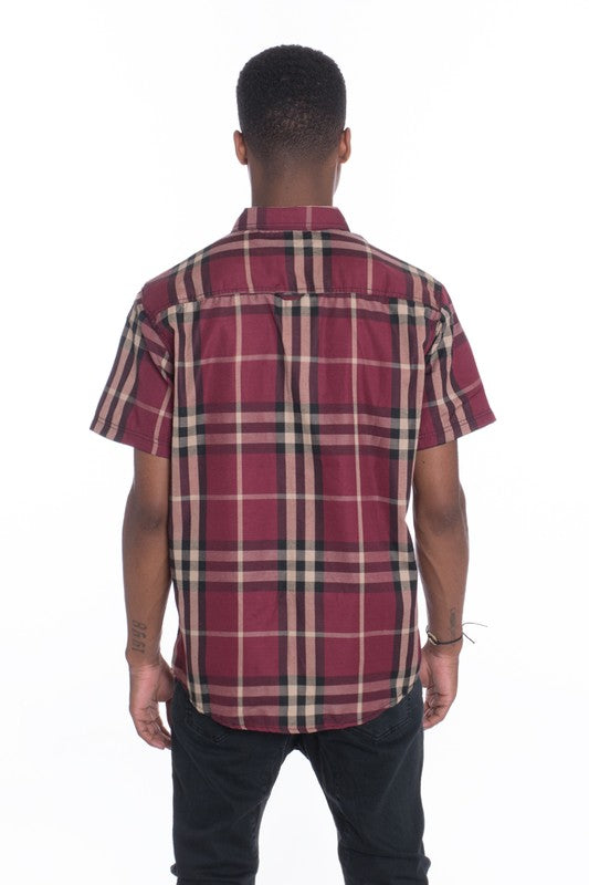 Men's Casual Short Sleeve Checker Shirts ( Up to 3X)