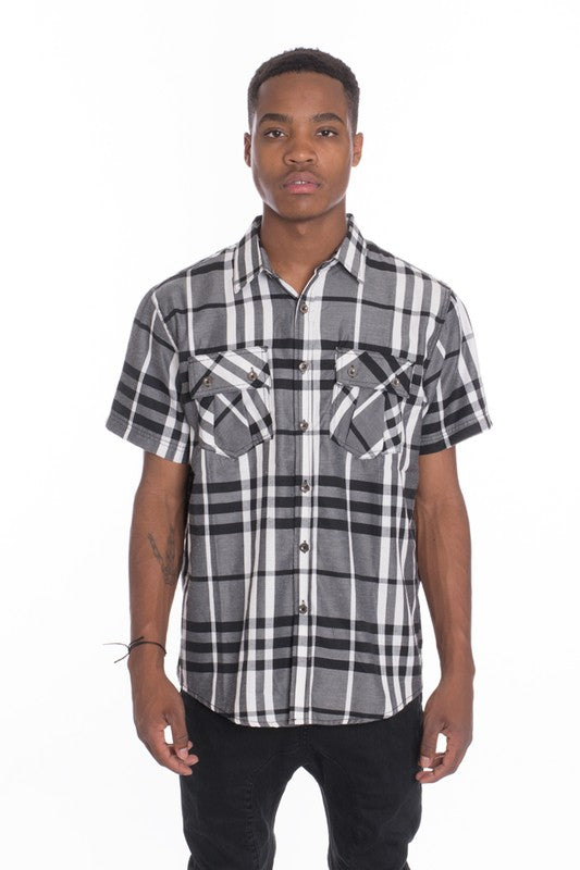 Men's Casual Short Sleeve Checker Shirts ( Up to 3X)