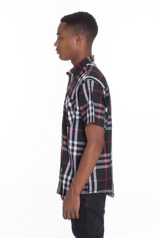 Men's Casual Short Sleeve Checker Shirts ( Up to 3X)