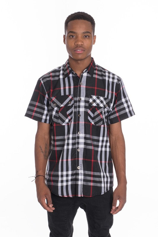 Men's Casual Short Sleeve Checker Shirts ( Up to 3X)