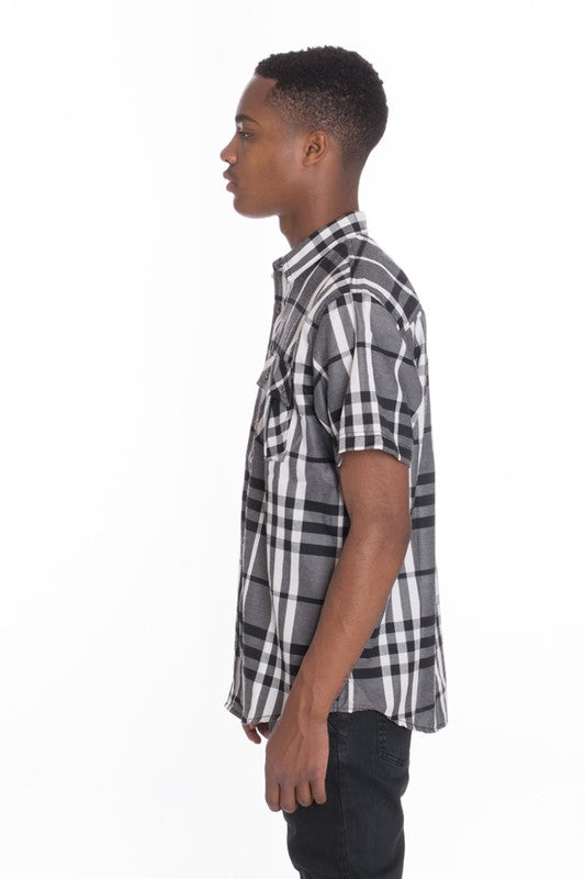 Men's Casual Short Sleeve Checker Shirts ( Up to 3X)