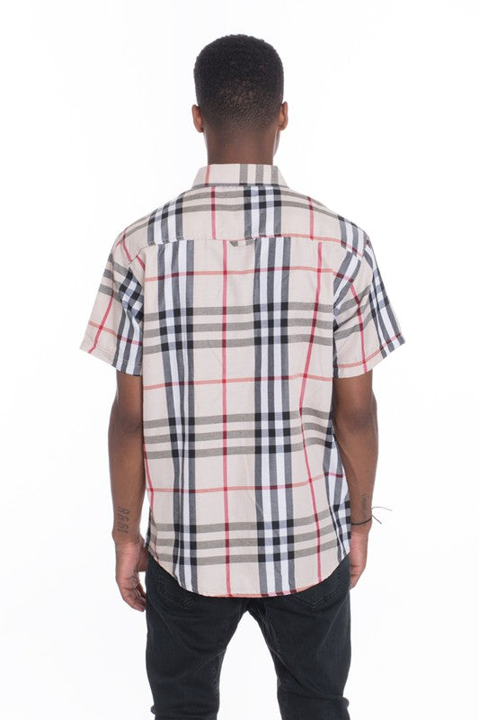 Men's Casual Short Sleeve Checker Shirts ( Up to 3X)