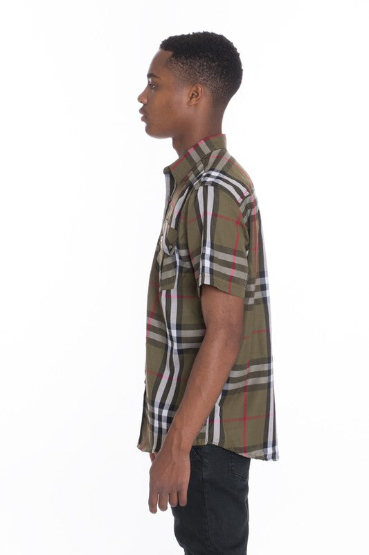 Men's Casual Short Sleeve Checker Shirts ( Up to 3X)