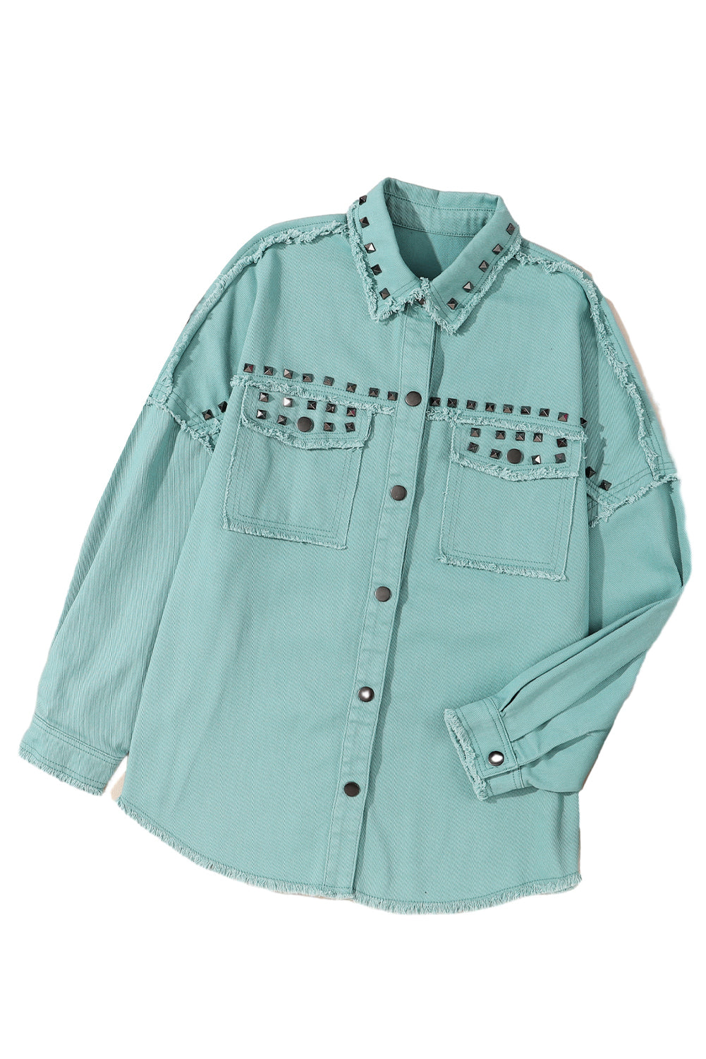 Green Frayed Trim Vintage Denim Jacket