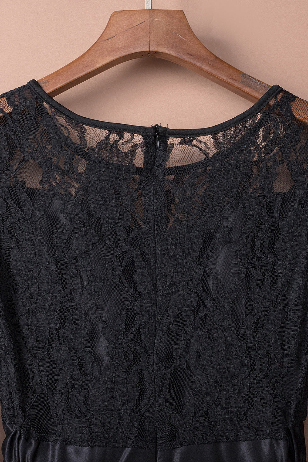 Black Long Sleeve Lace High Satin Dress