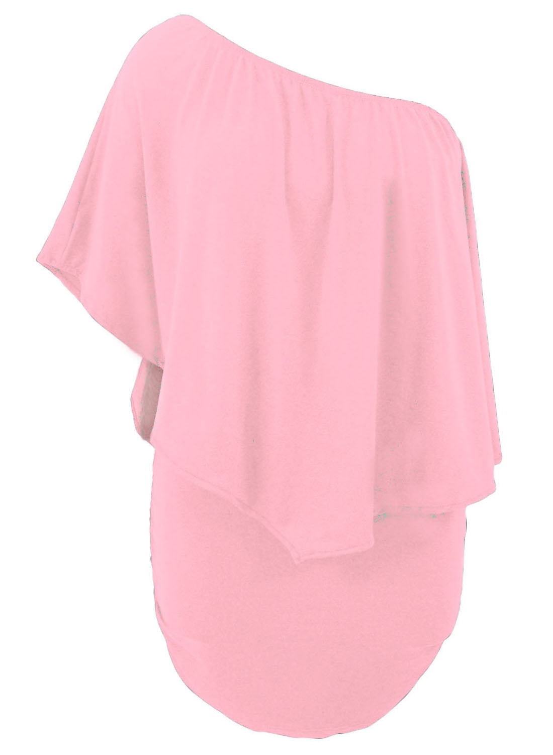 Plus Size Layered Pink Poncho Mini Dress