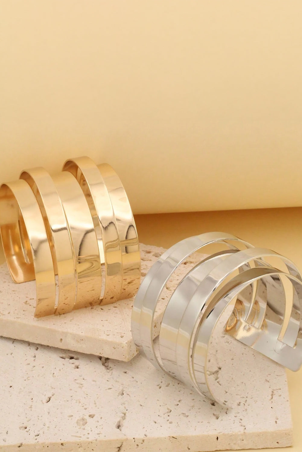 Gold Multi Layered Opening Alloy Bangle