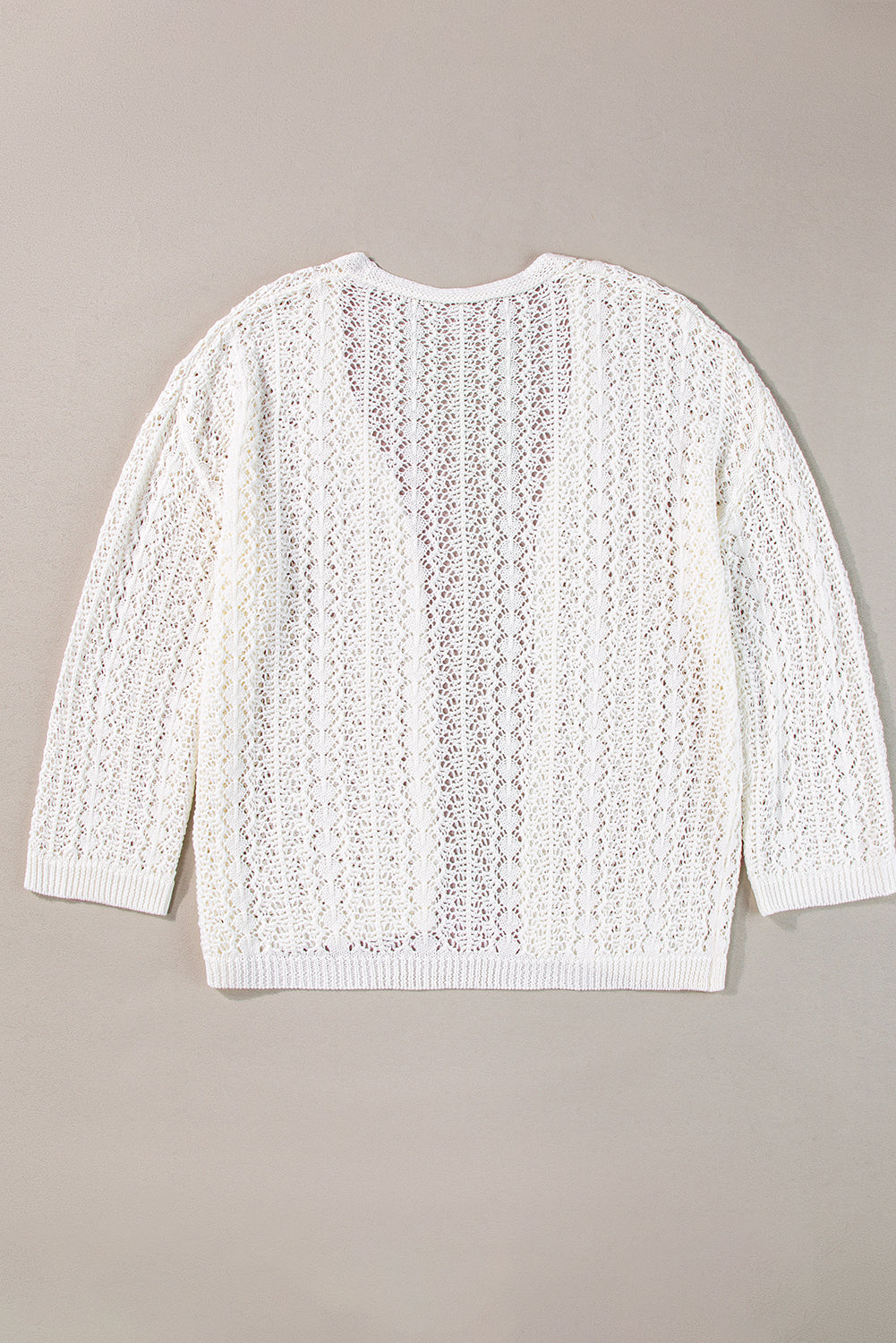 Casual Apricot Hollow Out Knit Cardigan