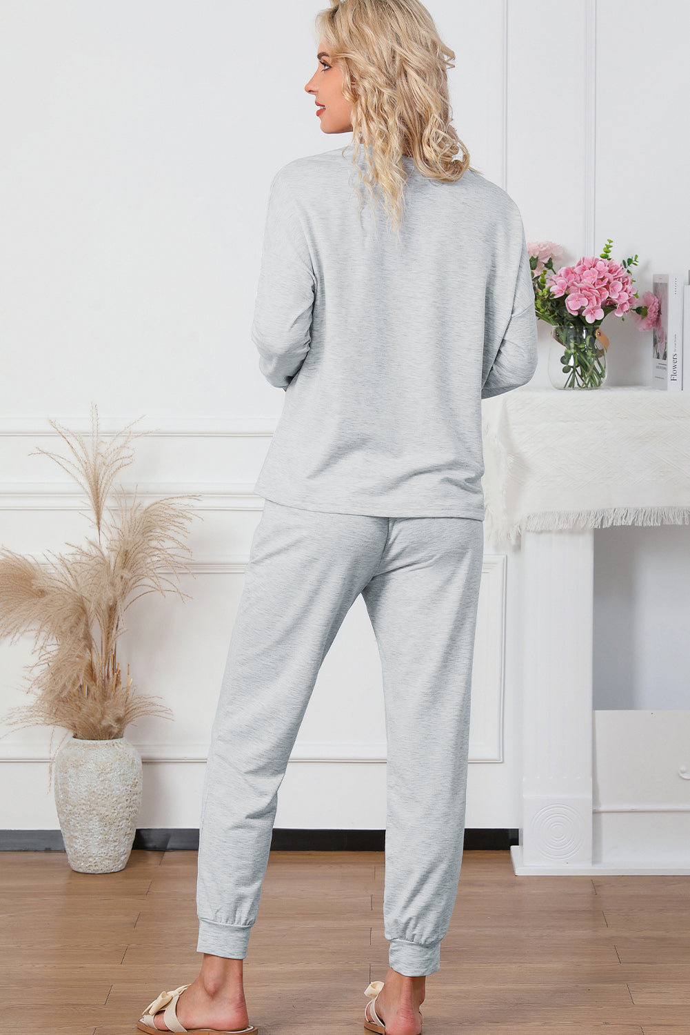 Long Sleeve Pullover Loungewear Set (Curvy Sizes)