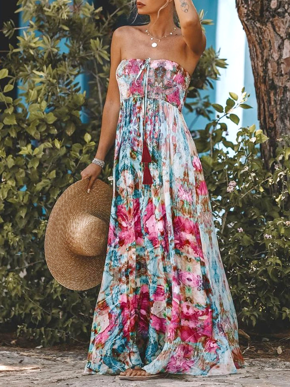 Floral Printed Sleeveless Maxi Dress