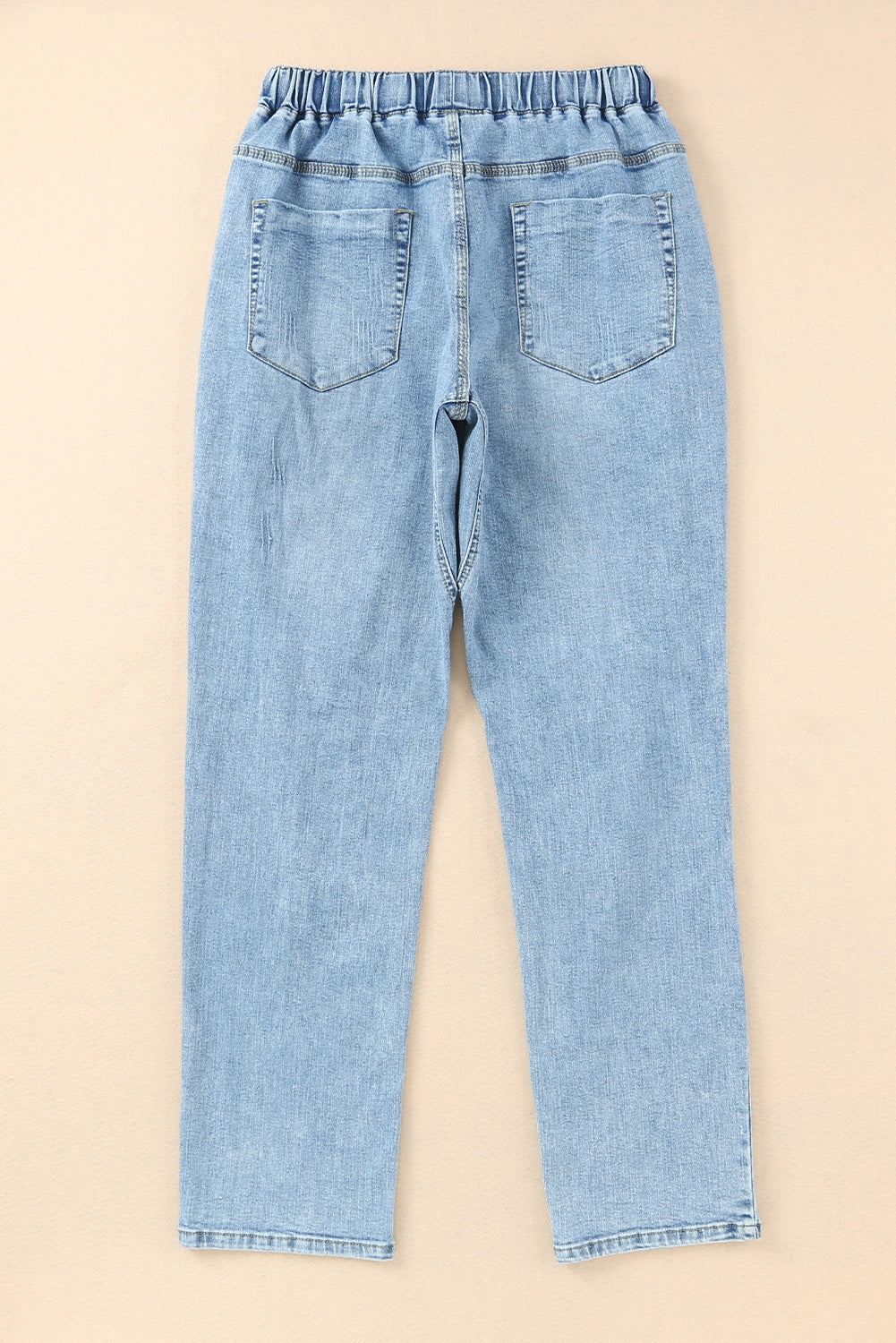 Sky Blue Distressed Pocketed Denim Jogger