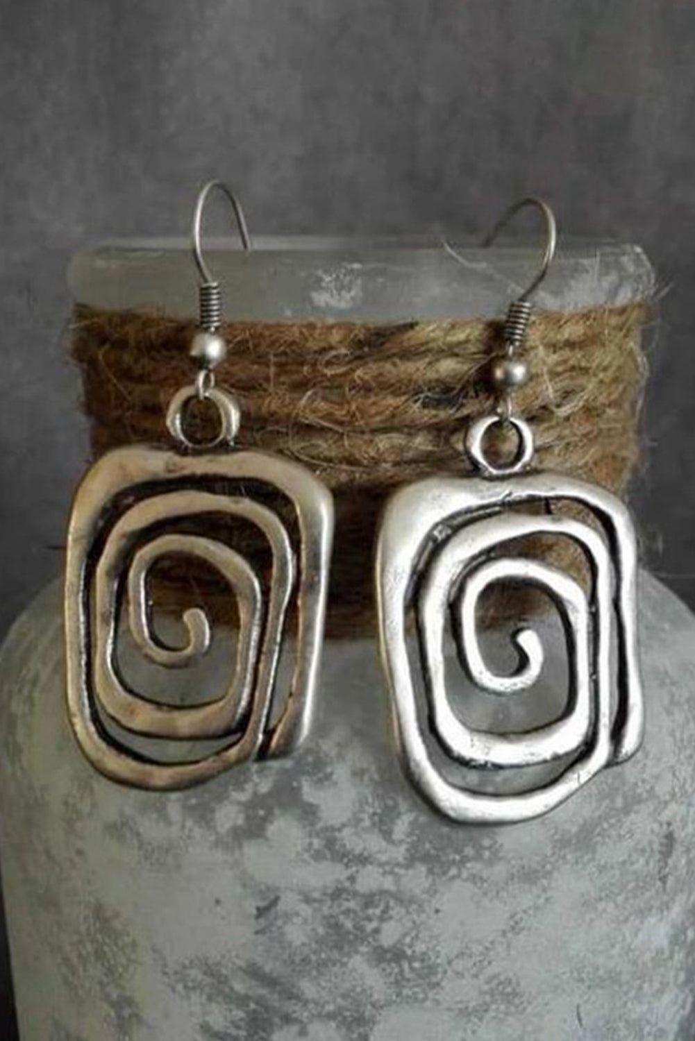 Silver Vintage Swirl Hook Earrings