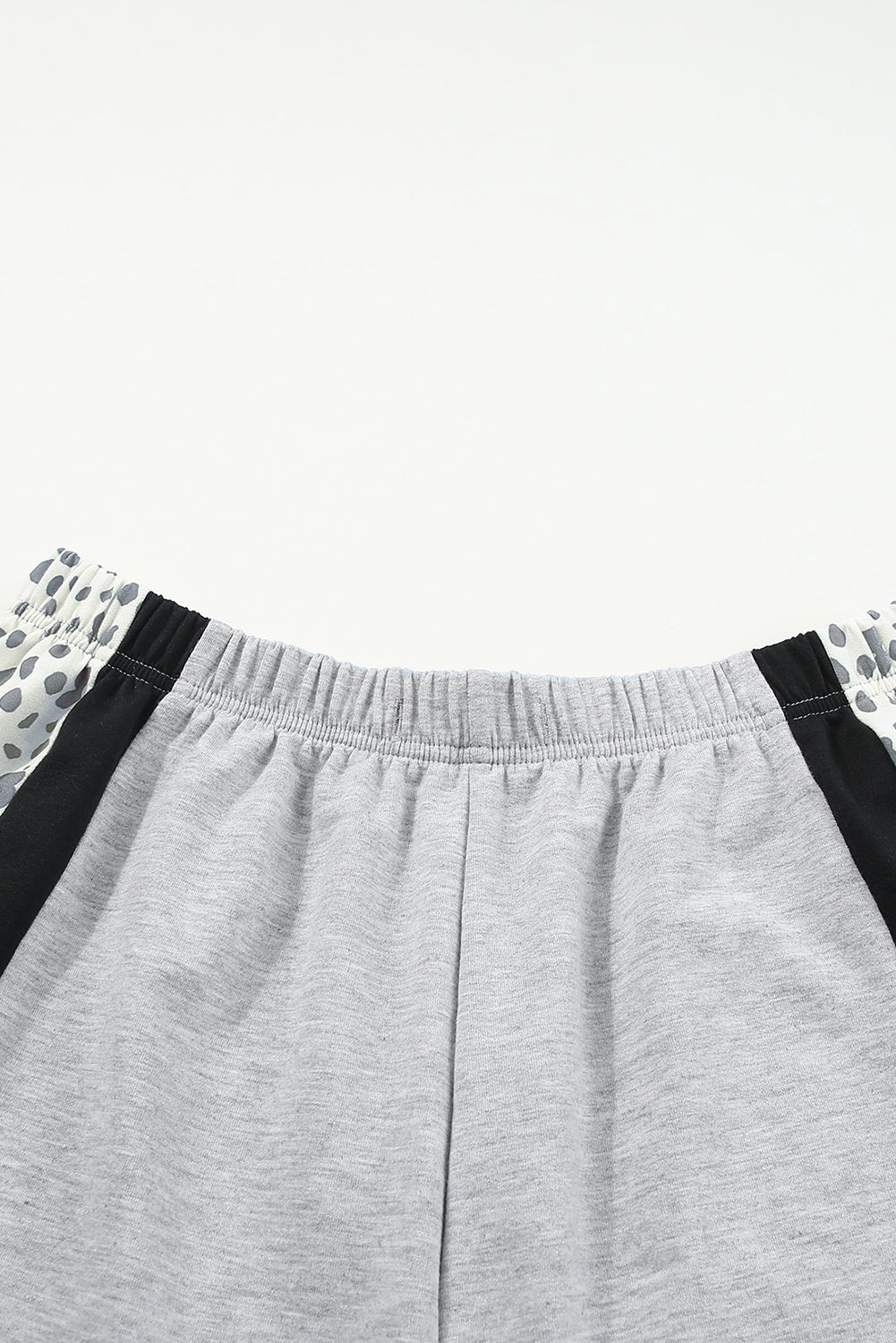 Gray Leopard Colorblock Patchwork Shorts Set