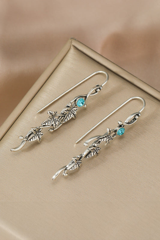 Silvery Vintage Ivy Leaf Gemstone  Earrings