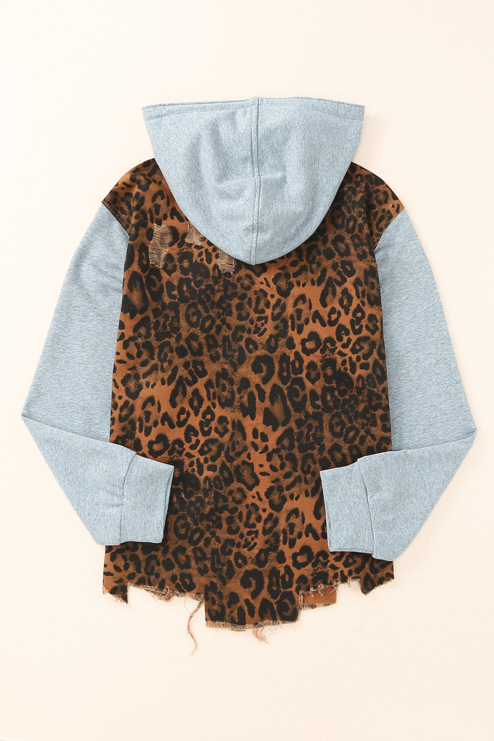 Leopard Print Hooded Denim Jacket