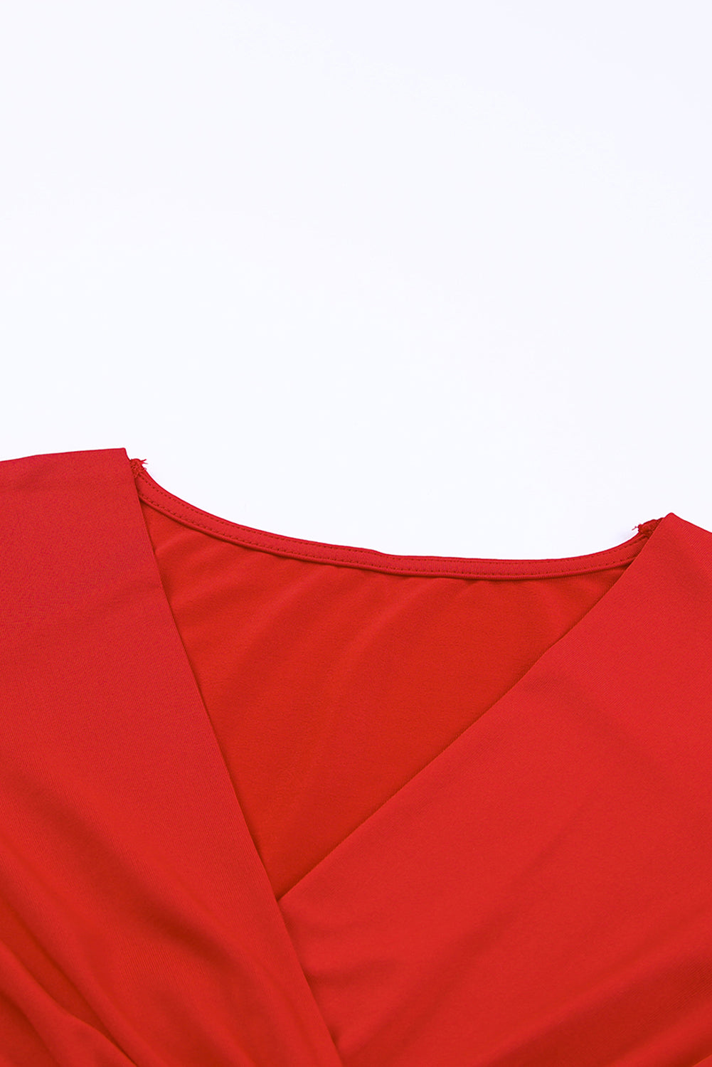 Fiery Red Wrap Ruched Bodycon Dress