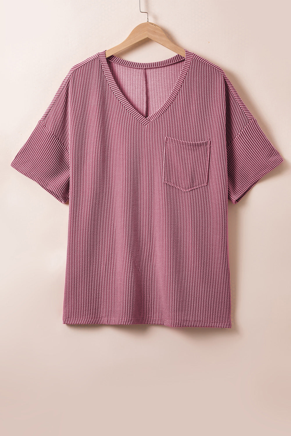 Rose Pink V-Neck Plus Size T-Shirt